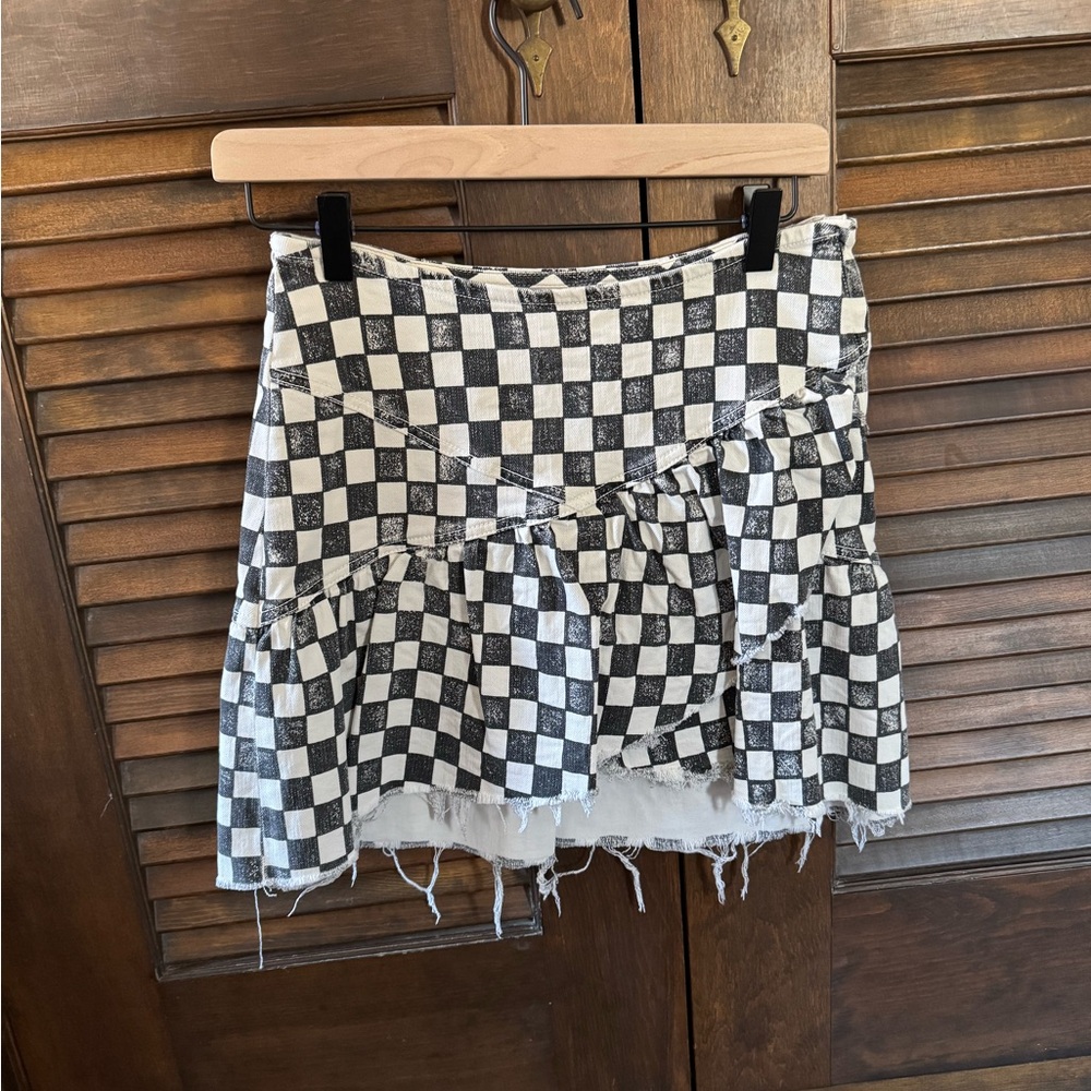 MOTHER The Minx Checkered Mini Skirt